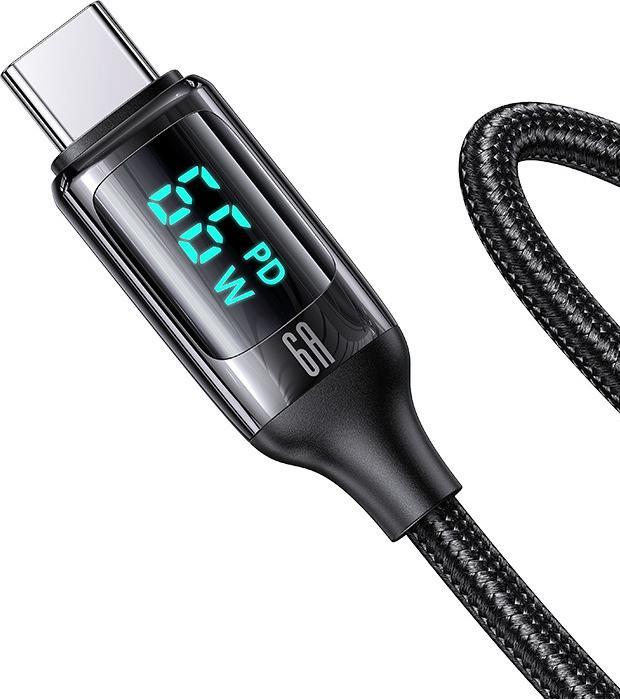 Image du produit Usams Câble pleciony U78 USB-C 1.2m LED 6A Fast Charging czarny/black SJ544USB01 (US-SJ544) (1.20 m, USB 3.2 Gen 1)