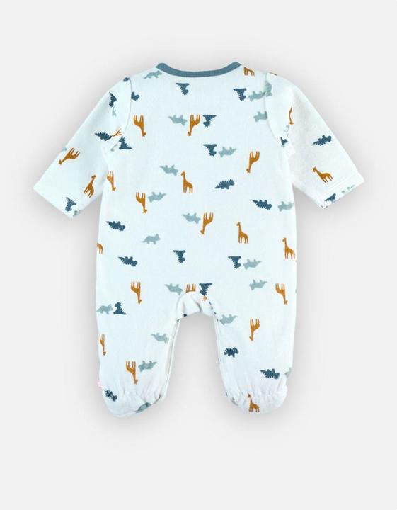 Image du produit Noukies grenouillère velours avec animaux blanc taille 80 (80)