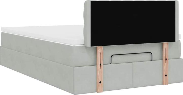 Produktbild VidaXL Ottoman-Bett mit Matratze Hellgrau 120x190 cm Samt (120 x 200 cm)