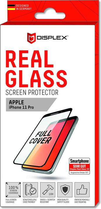 Actual product image Displex Real Glass, Full Cover Panzerglas (1 Piece, Apple iPhone 11 Pro)
