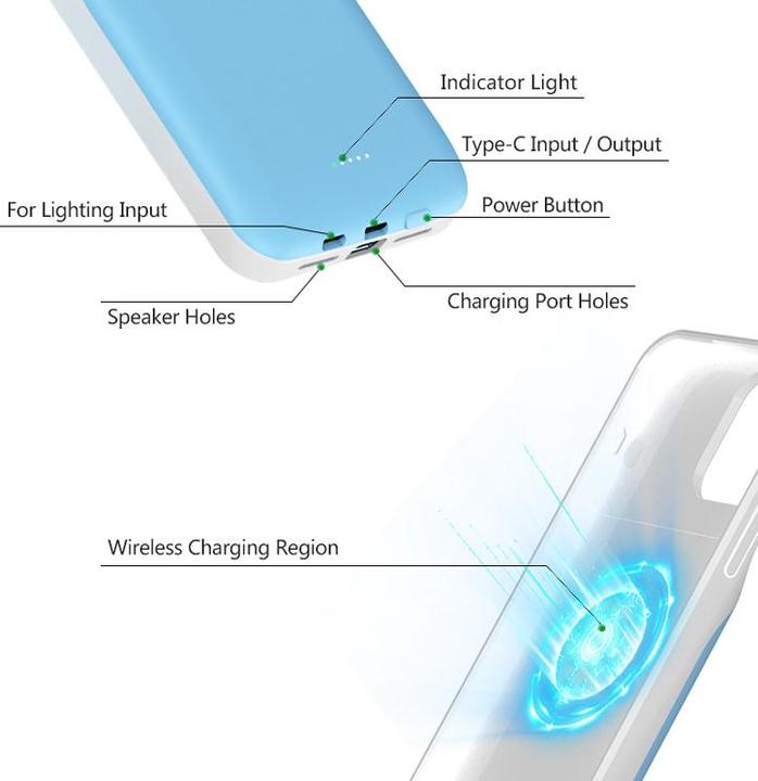 Produktbild PhoneLook Hülle 15W wireless Power Externe Batterie charging Cover Fast Charge 8000mAh (Apple iPhone 13 Pro Max)