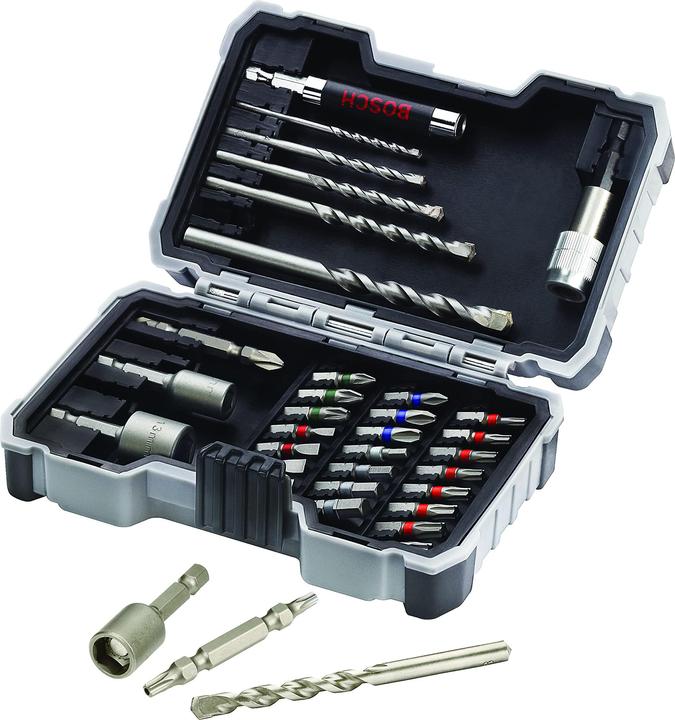 Actual product image Bosch Professional Zubehör Concrete drill and bit set (Th30, Th25, PH1, SL4, Th40, SL6, Th20, HEX3, PH2, PZ2, PZ3, PH3, Th27, TH15, HEX6, Th10, HEX4, HEX5, PZ1, SL5, SL3)