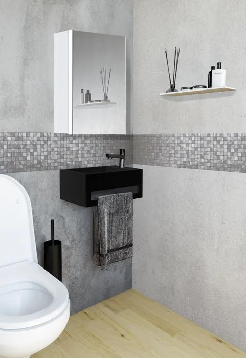 Actual product image Allibert Stella toilet cupboard with lighting 50cm ute glossy white Belgian socket