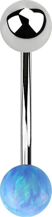 Produktbild Star Piercing Micro Banane silber mit Kugel und Kugel Opal hellblau (Chirurgenstahl 316L)