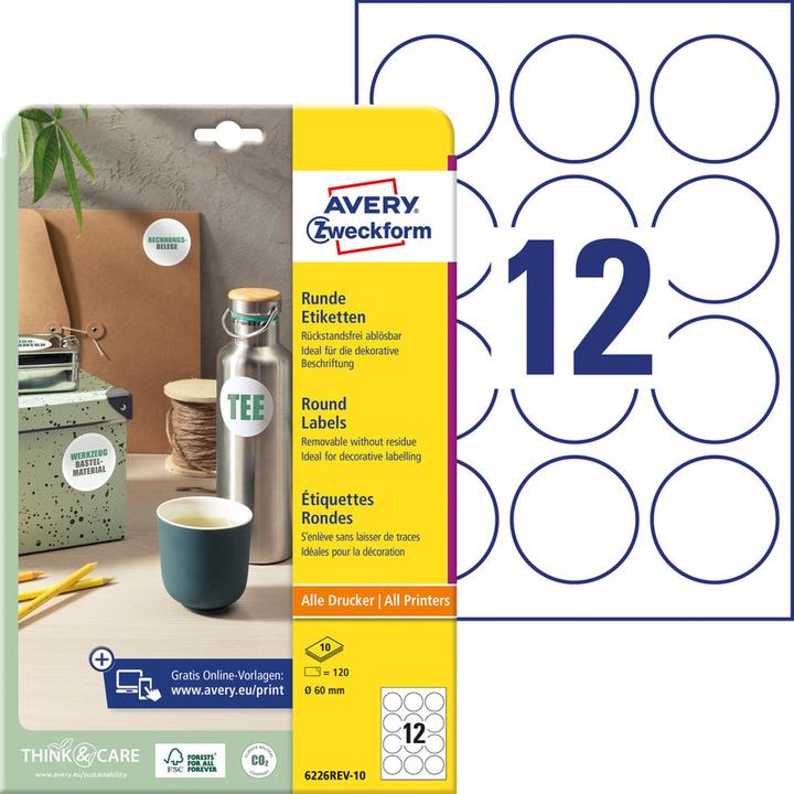 Image du produit Avery Étiquettes rondes, amovibles