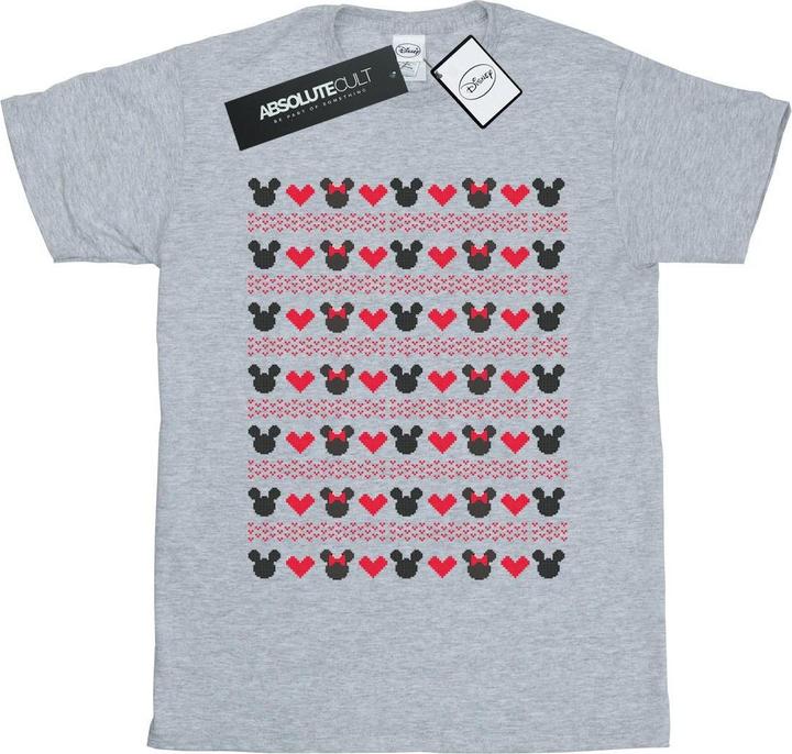 Actual product image Disney Womens/Ladies Mickey And Minnie Christmas Hearts Cotton Boyfriend T-Shirt (M)