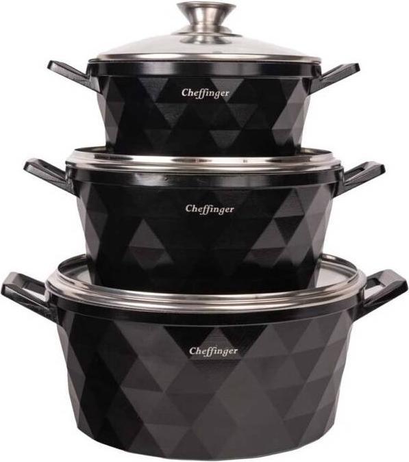 Image du produit JTI Set de casseroles - aluminium et verre - 6 pièces (28 cm, Ensemble de casseroles et de poêles de cuisson, Aluminium)