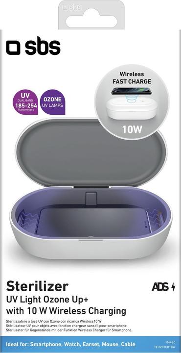 Produktbild SBS UV-Desinfektionsbox & Wireless Charger/induktive Ladestation 10W, weiss