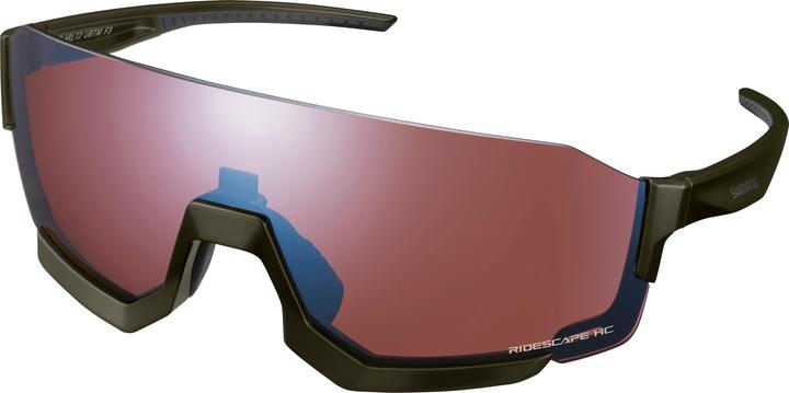 Actual product image Shimano Unisex Glasses Aerolite HC moss green (Moss green mat, Moss Green-Black Mat)