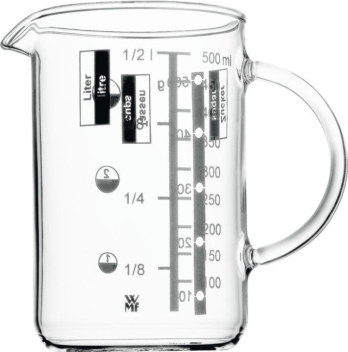 WMF Maatbeker 0,5l met 4 maateenheden Gourmet hittebestendig glas (500 ml)