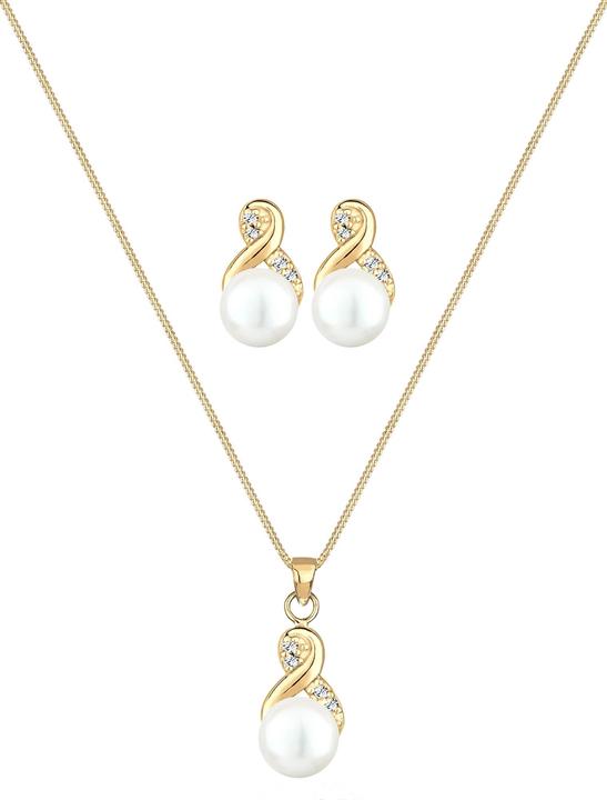 Image du produit Elli Infinity, perle, collier de perles, clous d'oreilles en perles (Argent sterling 925, Cristal de verre, Perles de culture d'eau douce)