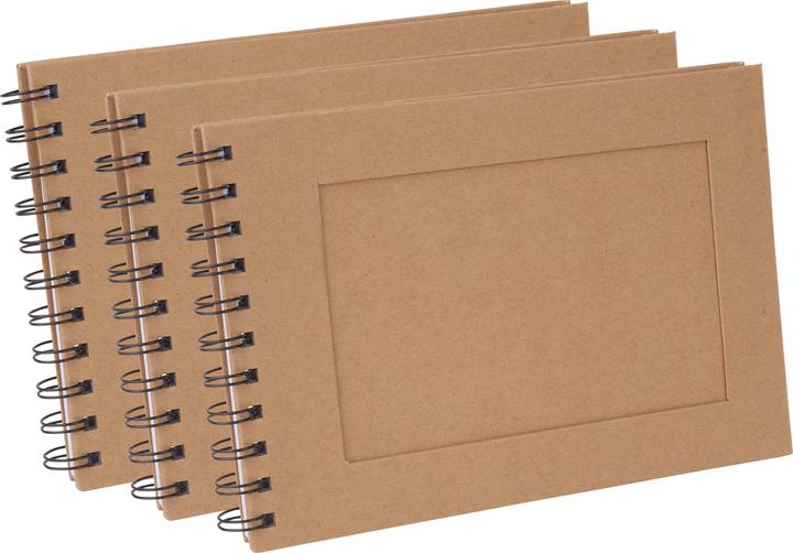 Image du produit VBS Pack XXL de 3 albums photo KRAFTPAPIER avec pages blanches (14.8 x 21 cm)