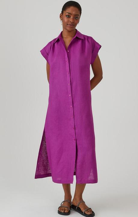 La Redoute Collections Langes Hemdblusenkleid Signature aus Leinen