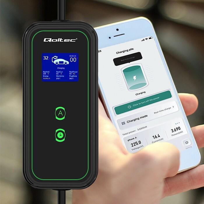 Immagine prodotto Qoltec Caricabatterie mobile per veicoli elettrici con 2in1 regolabile (Tipo 2, 32 A)