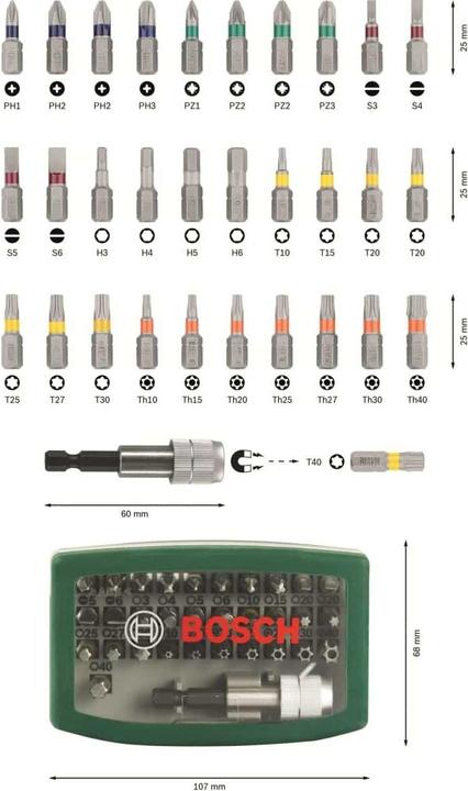 Actual product image Bosch Zubehör Screwdriver bit set with colour coding (Hexagon socket TX M10, Hexagon socket TX M15, Hexagon socket TX M20, Hexagon socket TX M30, Cross Phillips PH M1, Cross Phillips PH M2, Hexagon socket TX M25, Hexagon socket TX M27, Hexagon socket TX M40, Cross Pozidriv PZ M1, Cross Pozidriv PZ M2, Cross Phillips PH M3, Cross Pozidriv PZ M3)