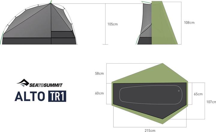 Produktbild Sea To Summit Alto TR1 (Kuppelzelt, 1.11 kg, 1 Person)