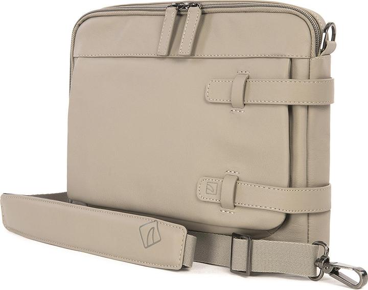 Produktbild Tucano Tema Cross-Body, Tablettasche aus Leder für iPad mini, Tablets bis 8 Zoll, hellgrau