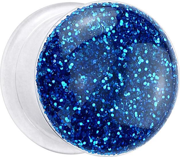 Produktbild Star Piercing Flared Plug transparent mit Glitter dunkelblau (ohne Messing, Acryl)