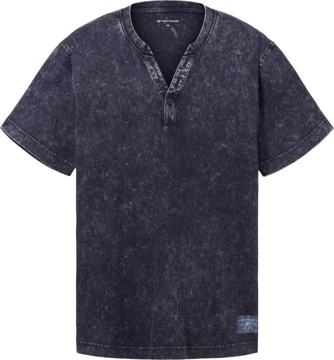 Tom Tailor T-Shirt Kurzarmshirt mit Henley-Ausschnitt und ausgewaschener Optik