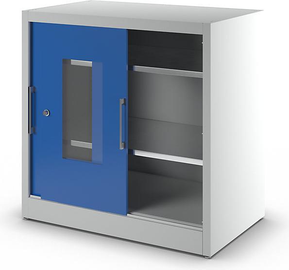 Actual product image Mauser Vision panel sliding door cupboard, with 2 x 4 shelves, HxW 1950 x 1500 mm (100 cm, 100 cm)