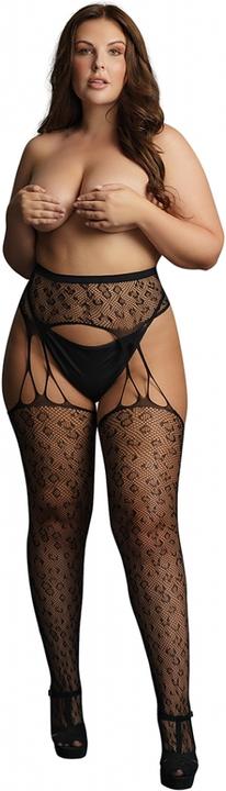 Le Désir Suspender Leopard Pantyhose - OSX (One Size)
