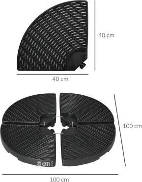 Immagine prodotto Swisshandel24 Peso per ombrellone a sbalzo in 4 pezzi, riempibile con 52 kg di acqua o 68 kg di sabbia, HDPE, nero