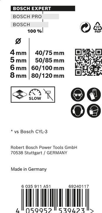 Actual product image Bosch Professional Zubehör EXPERT MultiConstruction CYL-9 drill bit set, 4/5/6/8 mm, 4 pcs. (4.00 mm, Ø 8.0 mm, 5.0 mm, 6.0 mm)