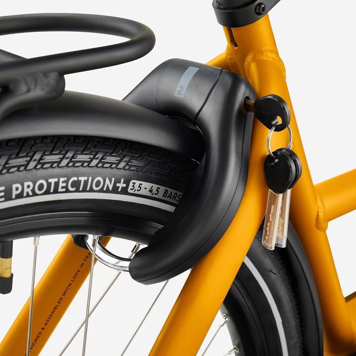 Actual product image Btwin E-cargo bike Cargobike Long John F900E Family yellow