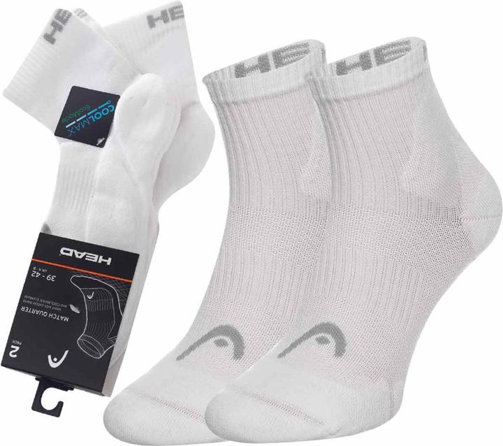 Produktbild Head Unisex-Adult Match Quarter (2 Pack) Socks, White, 39/42 (39 - 42)