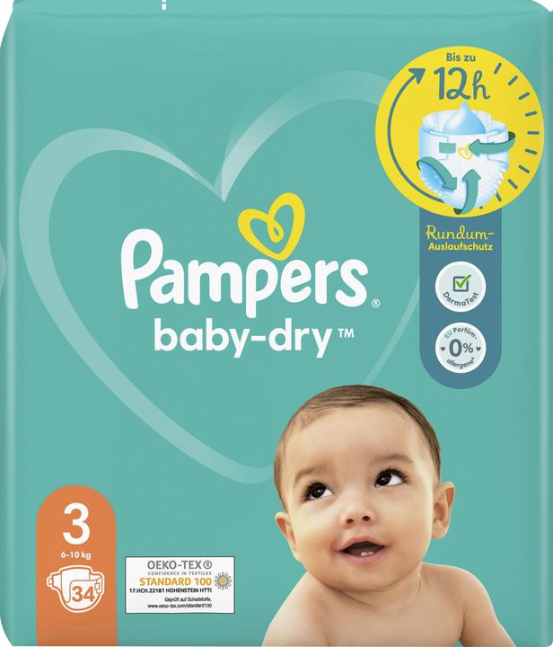 Immagine prodotto Pampers Baby-Dry (Dimensione 3, Pacco trasportabile, 34 Pezzo/i)