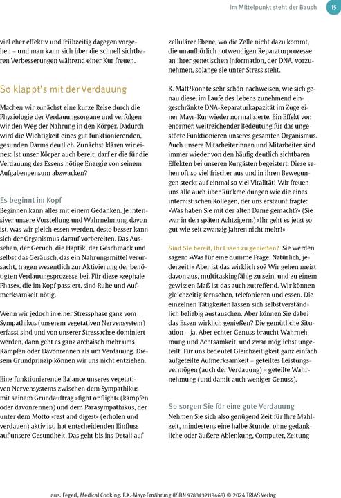 Actual product image Medical Cooking: F.X. Mayr-Ernährung (German, Sepp Fegerl, Philipp Buttinger, 2024)