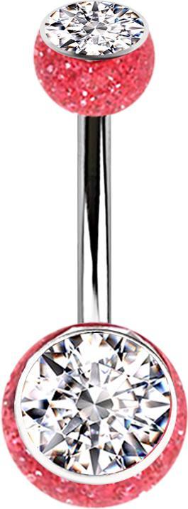 Produktbild Star Piercing Banane silber mit zwei Glitter Kugeln rot Kristall silber (Acryl, ohne Messing, Chirurgenstahl 316L)