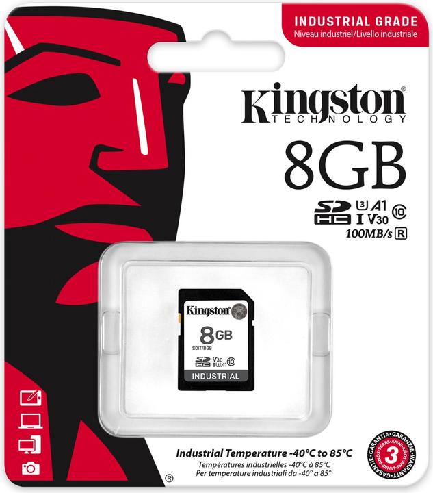 Actual product image Kingston Card Ind. SD +ADP 8GB pSLC (8 GB, SDHC, U3, UHS-I)