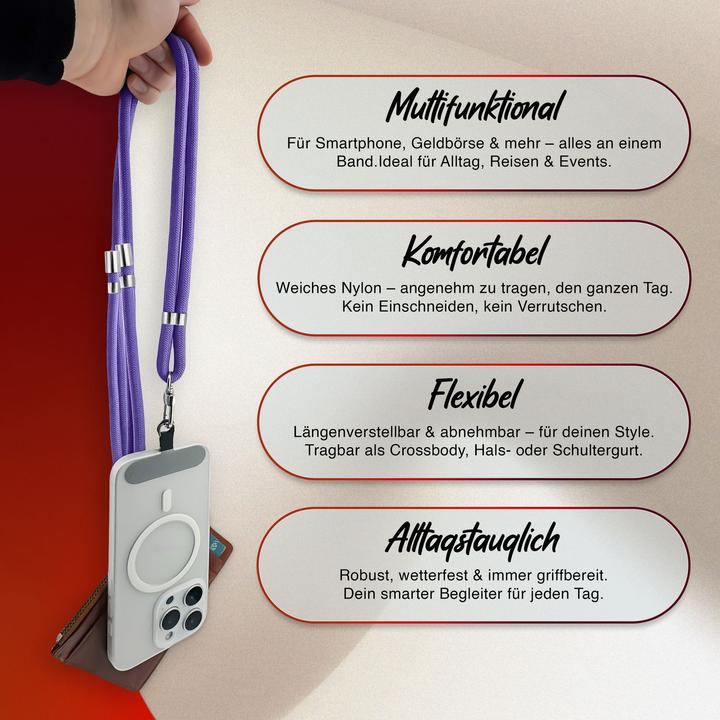 Immagine prodotto Nalia HoldMe Lanyard Handykette – Universal Trageband für Smartphones - Verstellbar, Soft & Elastisch