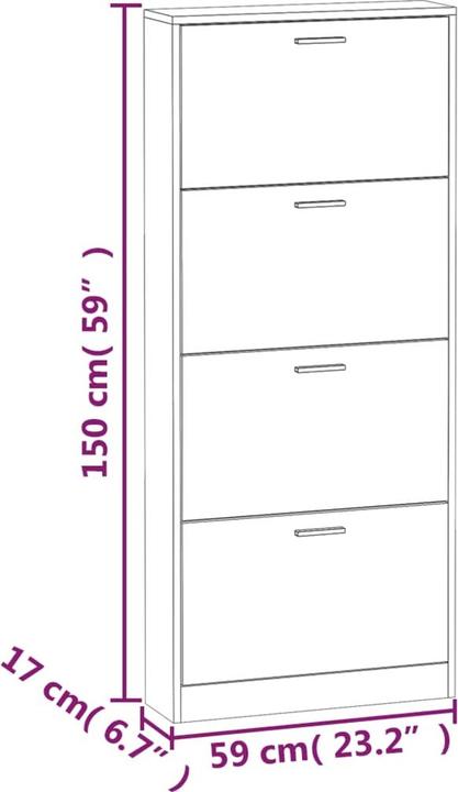 Actual product image VidaXL Romeo (59 x 17 x 150 cm)