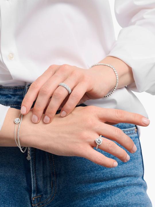 Image du produit Thomas Sabo Bague Halo avec pierre blanche en forme de coeur (54, Argent 925)