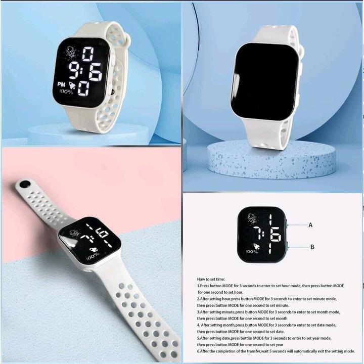 Actual product image Cbx P1 Fashion LED digital watch with silicone strap 12-hour display white (33 mm)