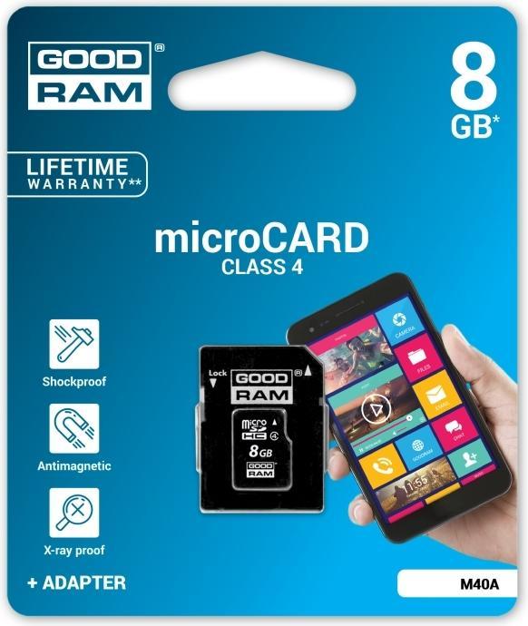 Productafbeelding Goodram 8GB Micro SDHC (8 GB, microSDHC, U3, UHS-I)
