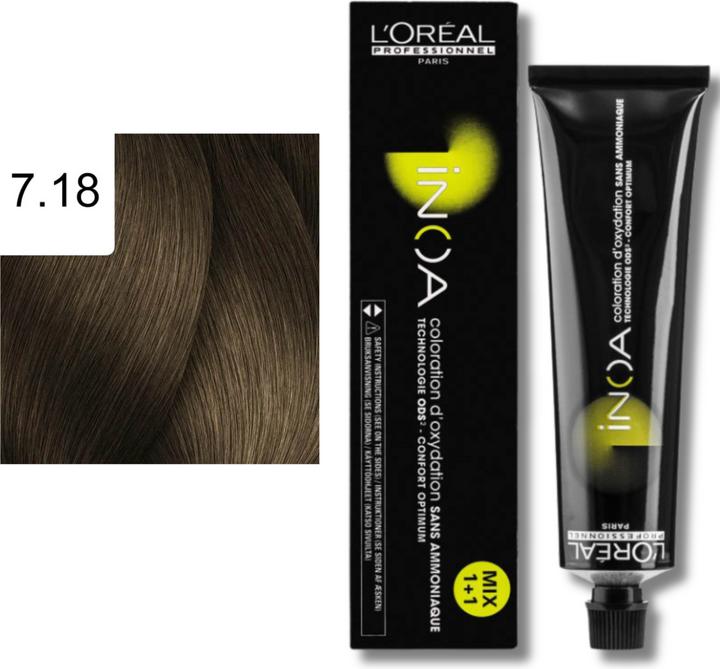 Actual product image L'Oréal Professionnel Inoa (7,18 Middle blonde ash mocha)
