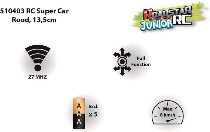 Actual product image Ferngesteuertes Auto Roadstar RC Rot 27Mhz, 13,5cm