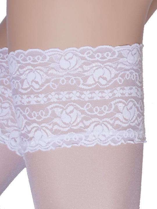 Image du produit Levee Satin Sheers Bas jarretières, couleur 100 blanc, taille 56-58 (20 DEN, 56 - 58)