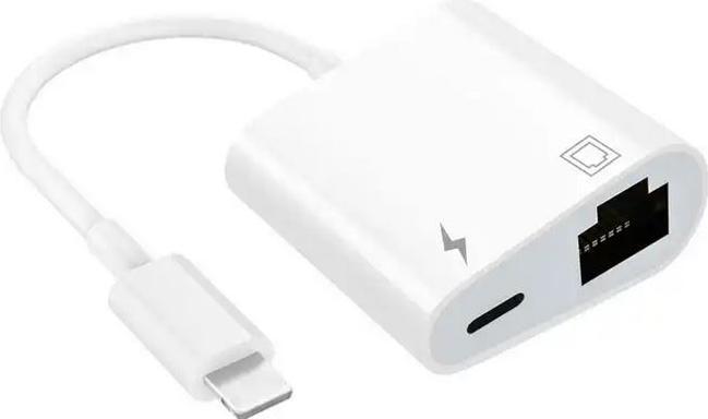 Produktbild PhoneLook Multiport Lightning zu RJ45 Ethernet LAN Adapter mit USB-C Power Anschluss