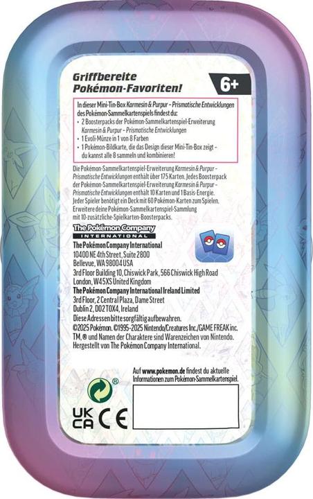 Nährwerte und Zutaten Pokémon Prismatic Evolutions (Deutsch, Tin)
