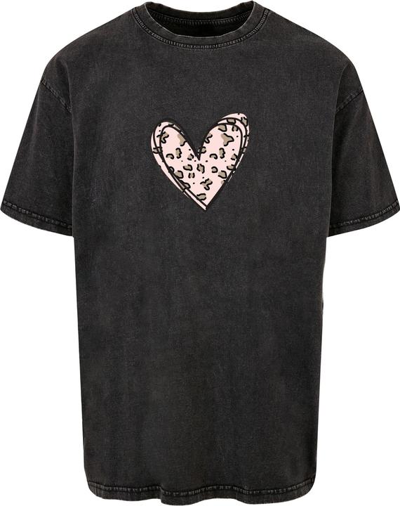 Produktbild Merchcode Valentines Day - Leopard Heart Acid Washed Heavy Oversize Tee - 116975 (XS)