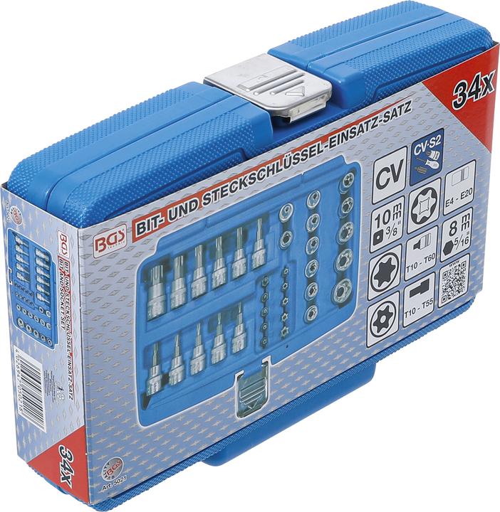 Actual product image BGS Bit and Socket Set 10 mm (3/8") T-Star (for Torx) 34 pcs. (T-profile)