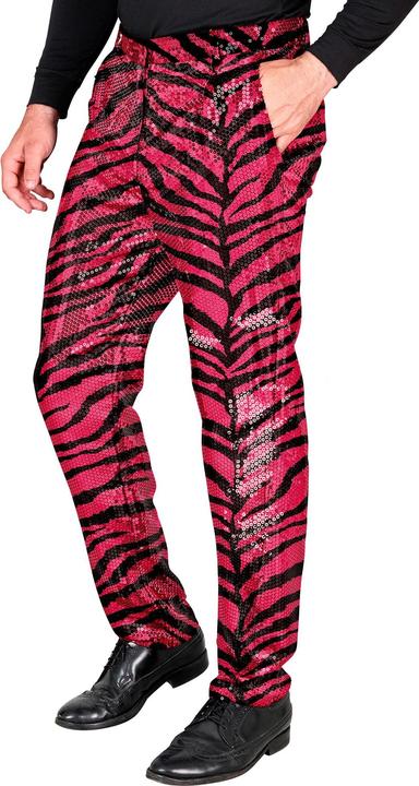 Immagine prodotto Widmann Pantaloni da uomo con paillettes in look zebrato nero/rosa (S)