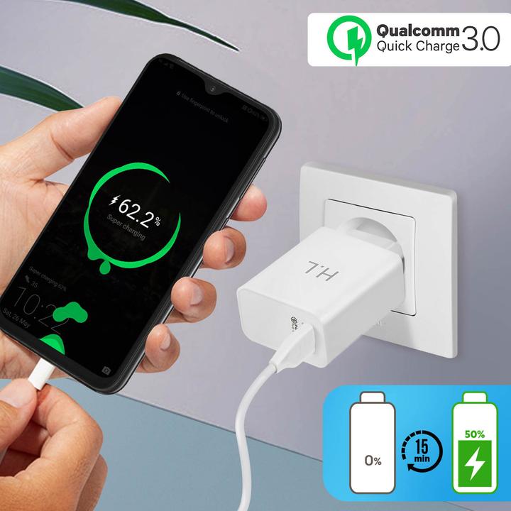 Produktbild Avizar Qualcomm Quick Charge 3.0 3A Netzteil + USB-C Kabel (18 W)