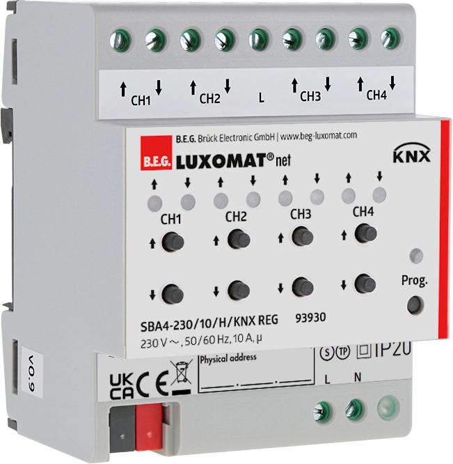 Produktbild BEG SBA4-230/10/H/KNX REG Reiheneinbau- (Rolladenaktor)