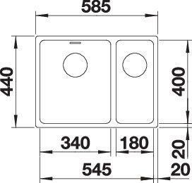 Actual product image Blanco Andano 340/180-U (Undermount sink, 44 cm, 58.50 cm)