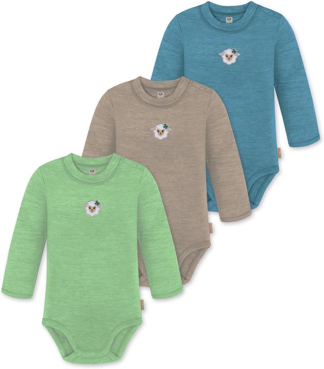 Normani 3er Pack Baby Merino Langarmbody „Tuai" - 9403